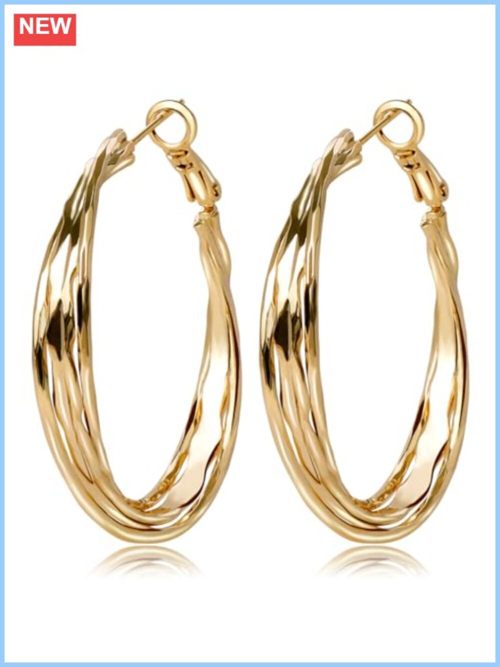 Twisted Chunky Hoop Earrings 40mm Snap On Statement